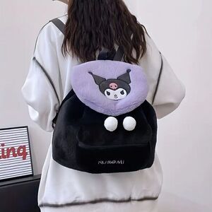 Sanrio Kuromi Plush Anime Small Backpack Black Soft Trendy Cartoon